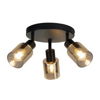 NETTLIFE Lampa podłogowa Vintage Salon Czarna lampa stołowa 3 szklane płomienie E14 gniazdo metalowa regulowana lampa stołowa 350