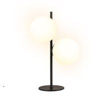 NETTLIFE Lampa Stołowa Czarna Lampka Nocna Salon E27 Nowoczesny Design Szkło Przemysłowe Vintage Metal 2 Żarówki