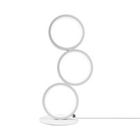 NETTLIFE Lampa stołowa LED z możliwością ściemniania, dotykowa lampka nocna nowoczesny design metalowy pierścień białe aluminiowe studium