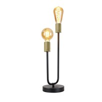 NETTLIFE Lampa stołowa Vintage czarna lampka nocna salon czarne złoto E27 przemysłowa metalowa lampka nocna z kablem