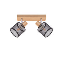 NETTLIFE Lampa sufitowa 2 czarne plamki o wyglądzie drewna - E14 lampa sufitowa z możliwością regulacji 350° 4 żarówki o maksymalnej mocy 25 W, nowoczesna do salonu, sypialni, kuchni.