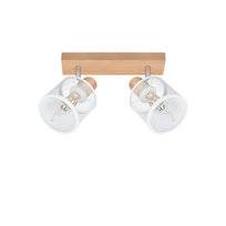 NETTLIFE Lampa sufitowa 2-punktowa o wyglądzie białego drewna - E14 lampa sufitowa z możliwością regulacji 350° 4 żarówki o maksymalnej mocy 25 W, nowoczesna do salonu, sypialni, kuchni.