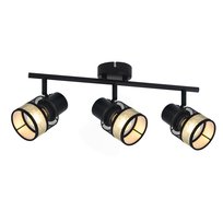NETTLIFE Lampa sufitowa 3 x E27 metal maks. 25W czarna - abażur z materiału w stylu vintage gold 330° obrotowy do salonu kuchni korytarza schodów