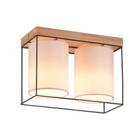 NETTLIFE Lampa sufitowa do sypialni w stylu vintage, 2 żarówki E14, drewno, industrialny styl retro