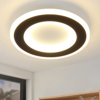NETTLIFE Lampa Sufitowa LED 23 W Czarna Okrągła Nowoczesna Ciepła Biała 24 cm Kuchnia Przedpokój Salon Lampa