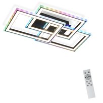 NETTLIFE Lampa sufitowa LED do salonu 45W Nowoczesna czarna lampa do salonu Ściemniana za pomocą pilota Geometryczna zmiana koloru