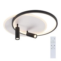 NETTLIFE Lampa sufitowa LED do salonu Lampa sufitowa: ściemnialna lampa do salonu 52 W z 2 czarnymi reflektorami sufitowymi z pilotem Nowoczesny akryl