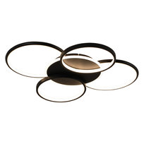 NETTLIFE Lampa sufitowa LED do salonu ściemnialna 70 W z pilotem 5 pierścieni biała nowoczesna akrylowa