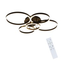 NETTLIFE Lampa sufitowa LED do salonu, ściemnialna, 78 W, 3000-6500 K, 5 pierścieni, nowoczesny złoty akryl, z pilotem