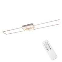 NETTLIFE Lampa sufitowa LED do sypialni - 2 ramki Lampa do sypialni 102CM Nowoczesna ściemnialna z pilotem Srebrna lampa sufitowa 36W