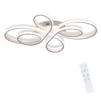 NETTLIFE Lampa sufitowa LED z możliwością przyciemniania, duża, 100 cm, 90 W, nowoczesna, biała, z pilotem