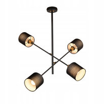 NETTLIFE Lampa sufitowa metalowa czarna E14 Maks. 25W Średnica 85 cm 4 żarówki Abażur Pokój dzienny Vintage Lampa sufitowa jadalni Lampa kuchenna