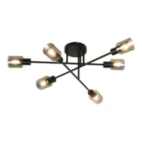 NETTLIFE Lampa sufitowa Spot 6 płomieni Czarny Industrial E14 Lampa sufitowa do salonu