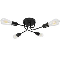 NETTLIFE Lampa sufitowa vintage czarna - retro lampa do salonu 4 lampy przemysłowe E27 Bez żarówek
