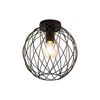 NETTLIFE Lampa sufitowa vintage industrialna czarna - lampa do przedpokoju E27 1 żarówka, metalowa klatka w stylu retro