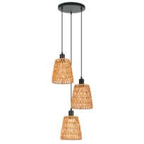NETTLIFE lampa wisząca Boho Rattan z 3 żarówkami – żyrandol z plecionej liny konopnej w stylu vintage, E27 – oświetlenie kuchni/jadalni (żarówki nie są dołączone)