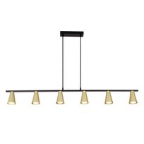 NETTLIFE Lampa wisząca do jadalni GU10: Lampa do jadalni 6 żarówek w kolorze czarno-złotym Metal nowoczesny industrialny