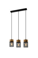 NETTLIFE Lampa wisząca Vintage Drewno Słoje Stół Jadalny Czarny Industrial E27 25W Lampa wisząca