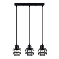 NETTLIFE lampa wisząca Vintage z trzema żarówkami – czarny metalowy żyrandol E14 w stylu retro – regulowana wysokość do jadalni i salonu (żarówki nie są dołączone)