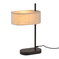 NETTLIFE Lampka nocna do sypialni w stylu vintage 44,5 cm E14 Czarny abażur z tkaniny lnianej z przełącznikiem, bez żarówki
