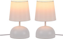 NETTLIFE Lampka nocna z kablem Biała lampa stołowa z tkaniny Nowoczesna lampka nocna do sypialni z kablem Bez żarówki