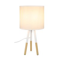 NETTLIFE Lampka nocna Zestaw 1 nowoczesnych lamp stołowych - Lampa stołowa do salonu z abażurem z tkaniny Gniazdo E27 Max. 40W Biały