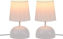 NETTLIFE Lampka nocna Zestaw 2 lamp stołowych z kablem Lampka nocna z białej tkaniny Nowoczesny projekt sypialni