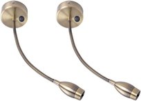 NETTLIFE Lampka ścienna LED do czytania Lampka do czytania Łóżko do montażu na ścianie 2 lampy łóżkowe na gęsiej szyi brąz 3W 3000K