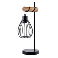 NETTLIFE Lampka stołowa drewniana w stylu vintage, z gniazdkiem E27, lampka stołowa, 1-ognia, lampka nocna, w stylu domku country (landhaus)