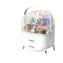 NETTLIFE Luksusowy organizer do makijażu, duży, przenośny, wodoodporny i pyłoszczelny pojemnik do przechowywania kosmetyków z szufladami i uchwytem do łazienki w biurze – biały