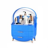 NETTLIFE Luksusowy organizer do makijażu, duży, przenośny, wodoodporny i pyłoszczelny pojemnik na kosmetyki z szufladami i uchwytem do łazienki w biurze – ciemnoniebieski