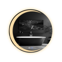 NETTLIFE Lustro łazienkowe z oświetleniem, okrągłe lustro łazienkowe LED IP44, 50 cm okrągłe lustro łazienkowe z funkcją dotykową