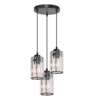 NETTLIFE Nowoczesna czarna kryształowa lampa wisząca nad stół jadalny 3 płomienie E27
