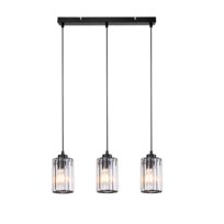 NETTLIFE Nowoczesna czarna kryształowa lampa wisząca nad stół jadalny 3 płomienie E27