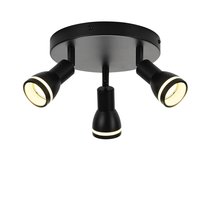 NETTLIFE Nowoczesna czarna lampa sufitowa: 3 regulowane metalowe punkty sufitowe, lampa sufitowa GU10, do sypialni, jadalni, bez żarówki