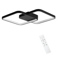 NETTLIFE Nowoczesna lampa sufitowa LED Czarny metal 3000K i 6000K, 55W, 43*43*4,5cm Ściemnialna z designerską lampą do pokoju dziecięcego