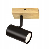 NETTLIFE Punkt świetlny sufitu 1 płomień Drewno - Czarny Punkt świetlny sufitu Metalowy Retro GU10 350° Obrotowy Punkt świetlny sufitu Maks. 40W