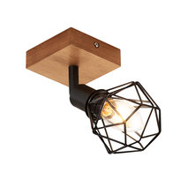 NETTLIFE Punkt świetlny sufitu Black Wood E14 Vintage Metalowy Obrotowy 350° Maks. 40 W do korytarza salonu sypialni kuchni