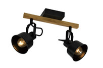 NETTLIFE Reflektor sufitowy 2 płomienie 350° Regulowany Vintage Gniazdo E14 Wysokiej jakości design w drewnie o usłojeniu