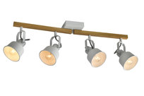 NETTLIFE Reflektor sufitowy 4 płomienie Regulowany 350° Vintage E14 Wysokiej jakości design w drewnie o usłojeniu