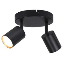 NETTLIFE Reflektor sufitowy LED Lampa sufitowa z 2 czarnymi lampami GU10 Regulacja 330°, okrągła, nowoczesna