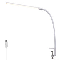 NETTLIFE Ściemnialna lampa biurkowa LED z białą wtyczką, 5 poziomów jasności, 11 W, elastyczna, z funkcją timera oświetlenia nocnego