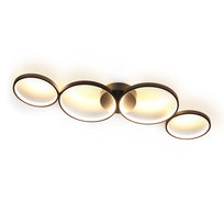 NETTLIFE Ściemnialna lampa sufitowa LED 100 cm 4 pierścienie Nowoczesne oświetlenie sufitowe 56 W w kolorze czarnym z pilotem