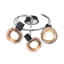 NETTLIFE Sufitowa lampa punktowa E14 Nowoczesna przydymiona szklana lampa sufitowa z 3 płomieniami Obrotowa 350°