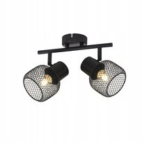 NETTLIFE Światło punktowe sufitu 2 E27 Maks. 25W Vintage 2 żarówki - 330° obrotowe światło punktowe wewnętrzne w czarnym metalu do przedpokoju salonu kuchni Bez żarówki