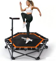 NETTLIFE Trampolina Domowa Składana - Mini Trampolina Fitness z Regulowanym Uchwytem - Nośność 150kg - Ø 86.5cm - Dla Dorosłych i Dzieci - Domowa Siłownia NETTLIFE