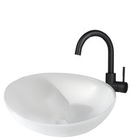 NETTLIFE Umywalka łazienkowa owalna umywalka nablatowa z efektem lotosu, biała