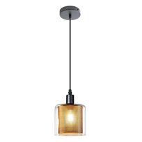 NETTLIFE Vintage Lampa wisząca do jadalni Lampa wisząca na stół - 1 żarówka E14 Max 40W Retro Szkło Metal Czarny Złoty Industrial