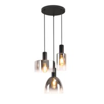 NETTLIFE Vintage lampa wisząca do jadalni w kolorze dymu szarego szkła E27 z regulacją wysokości do salonu