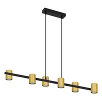 NETTLIFE Zawieszana lampa wisząca stołowa do jadalni na 6 czarnych żarówek GU10, metal przemysłowy